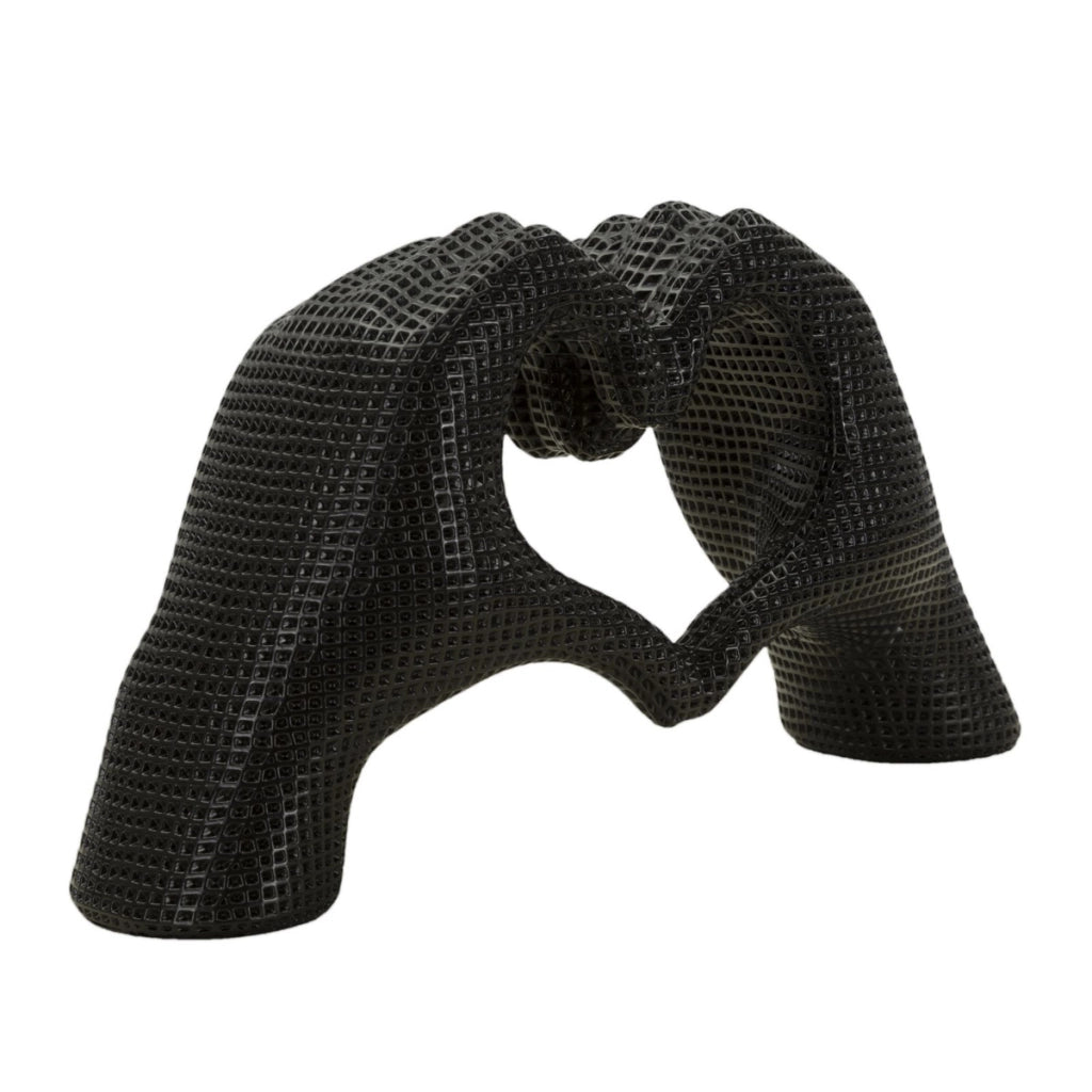 Scultura Mani, Nero, Poliresina, 13,5x25x7,5 cm
