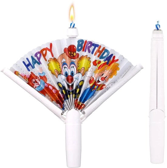 Candela di compleanno 2 pezzi - candela a effetto pop up - stile clown - decorazione da festa - candele di compleanno - 14,6 cm - design colorato - candela da festa