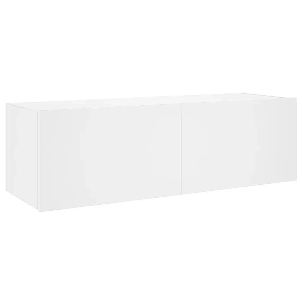 Mobile TV a Parete con Luci LED-Mobile TV a Muro Bianco 100x35x31 cm