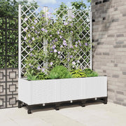 Vaso da giardino con grigliato e ruote Bianco 120 x 40 x 146 cm 3423060