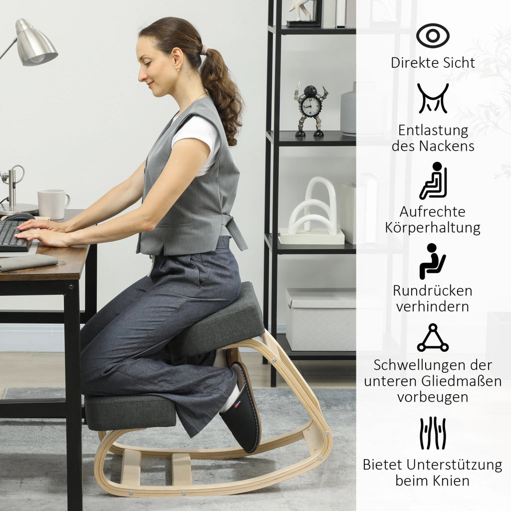 Sgabello ergonomico inginocchiatoio ¨C Xylo ¨C legno di betulla grigio scuro 120kg
