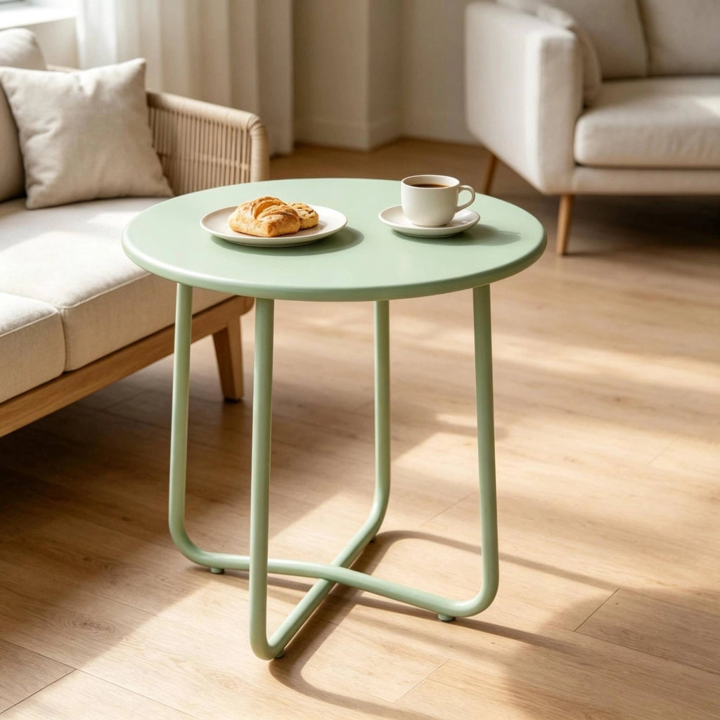 Tavolino da esterno in metallo verde Ø 48 x 51 cm con base a croce
