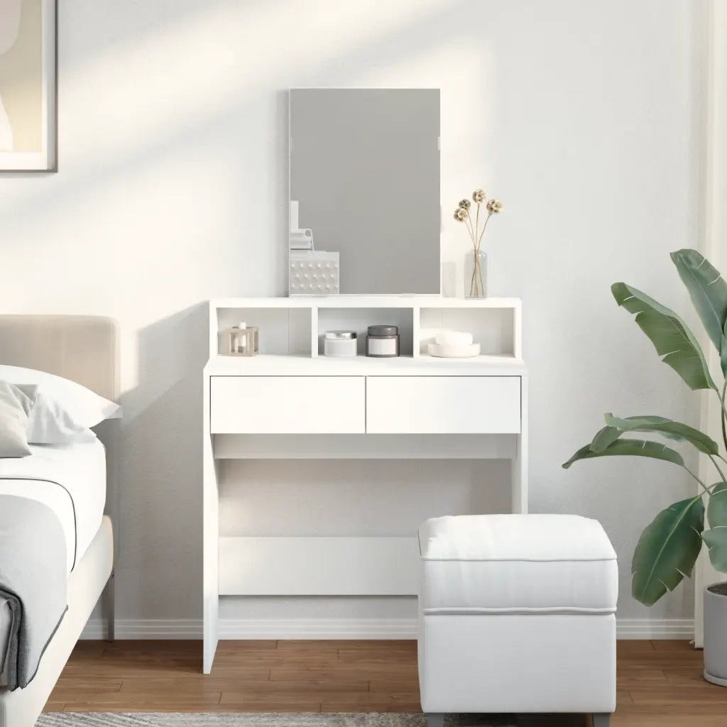 Toeletta con Specchio Bianco 80x41x144,5 cm
