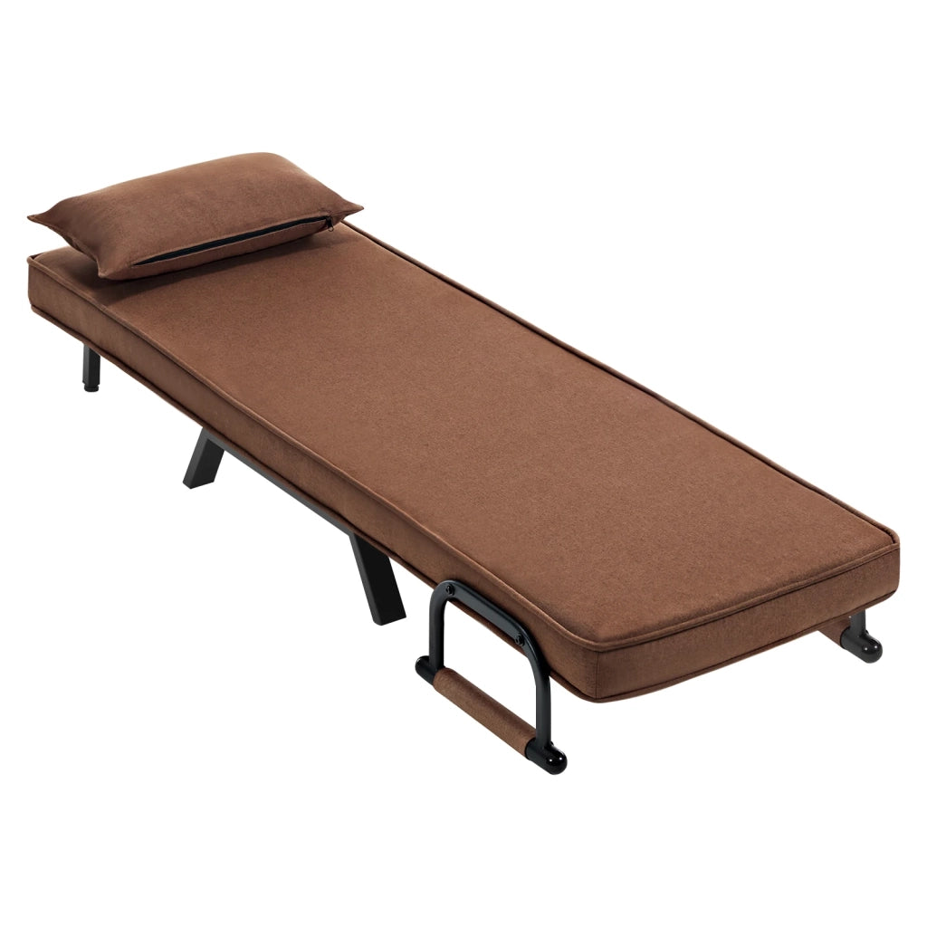 SEDIA LETTO 3 in 1 65 x 78 x 75 cm Marrone Lino e Metallo