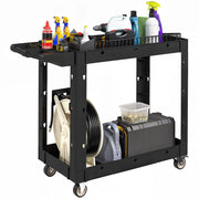 Carrello per attrezzi ¨C zephmum ¨C 2 ripiani, maniglie, ruote, plastica, nero