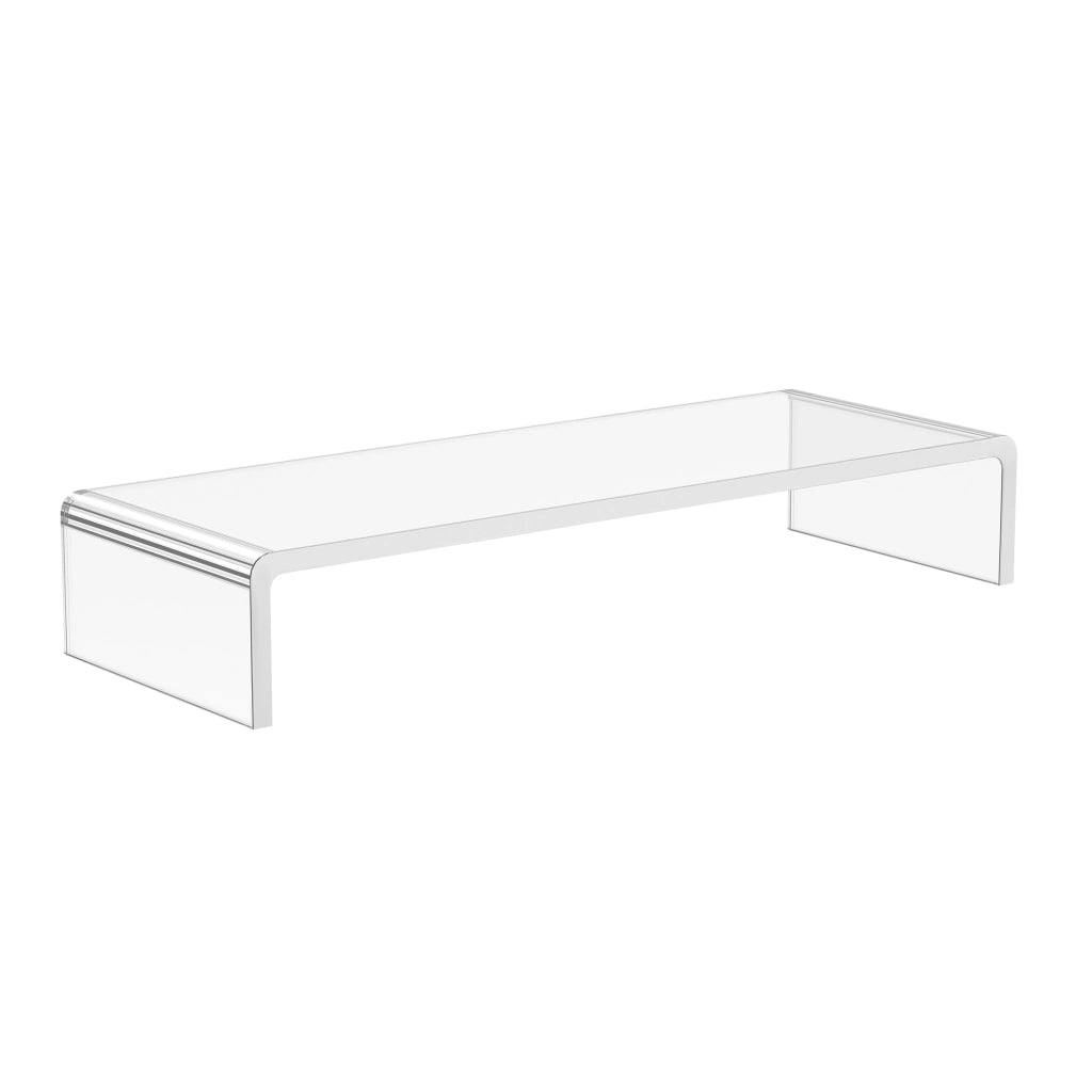 Supporto ergonomico in acrilico per monitor, compatibile con laptop, computer e notebook; trasparente, 53x19x9 cm.