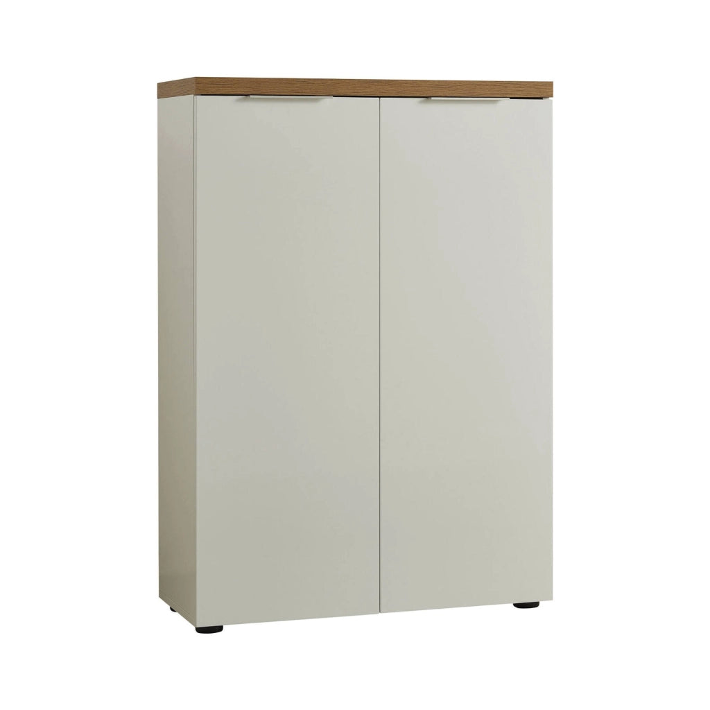 Mobile Portascarpe Lentiai, Scarpiera 21 Paia Made in Italy, 80x34x115h cm Bianco Lucido