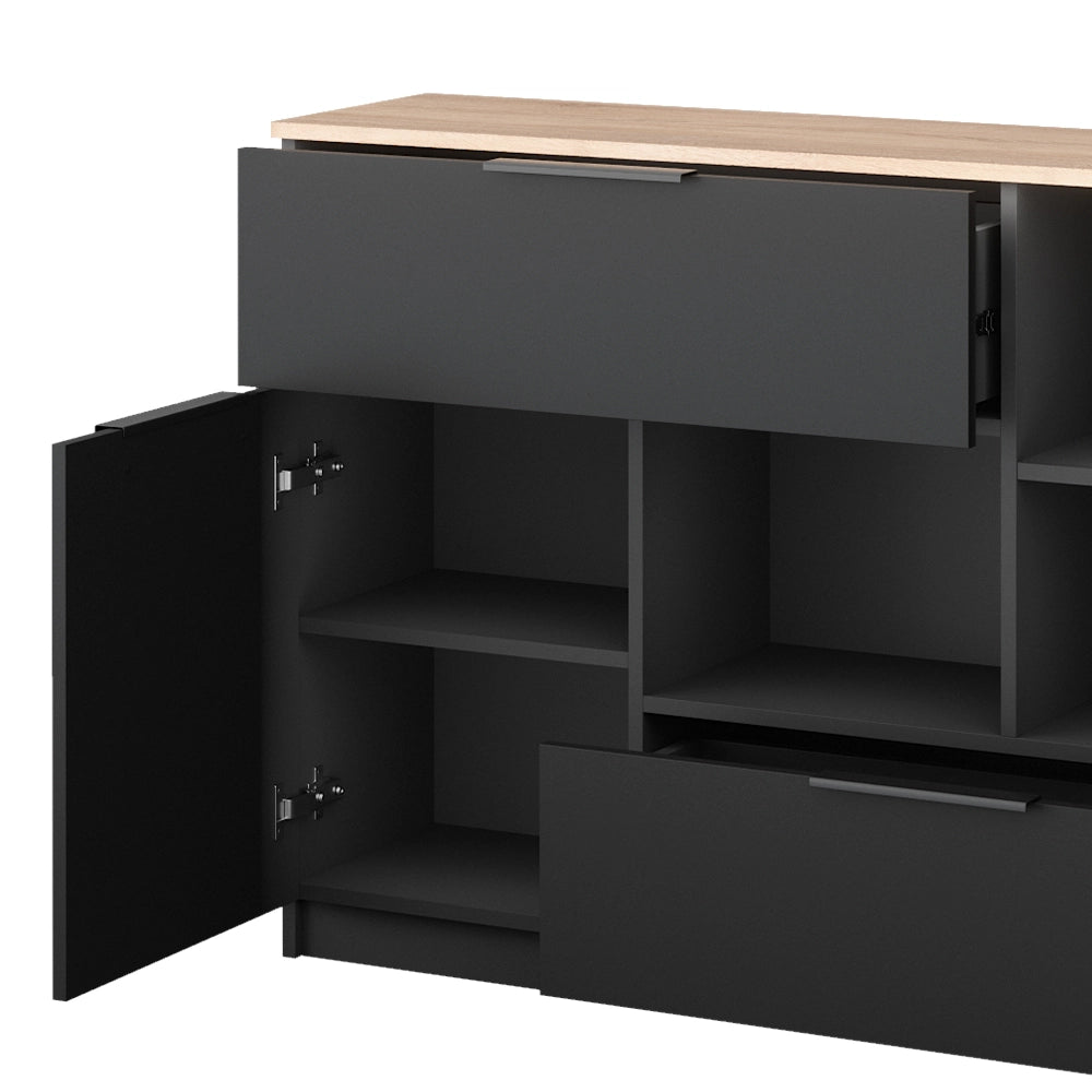 Vicco Cassettiera per camera da letto Antracite 120 x 83.6 cm 2x porta, 2x cassetto e 1x scomparto aperto