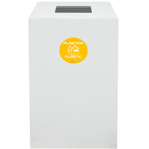 Contenitore per Raccolta Differenziata Capacità 100 L con Etichette 45x50x80 cm in Acciaio Verniciato Bianco