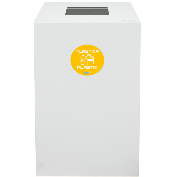 Contenitore per Raccolta Differenziata Capacità 100 L con Etichette 45x50x80 cm in Acciaio Verniciato Bianco