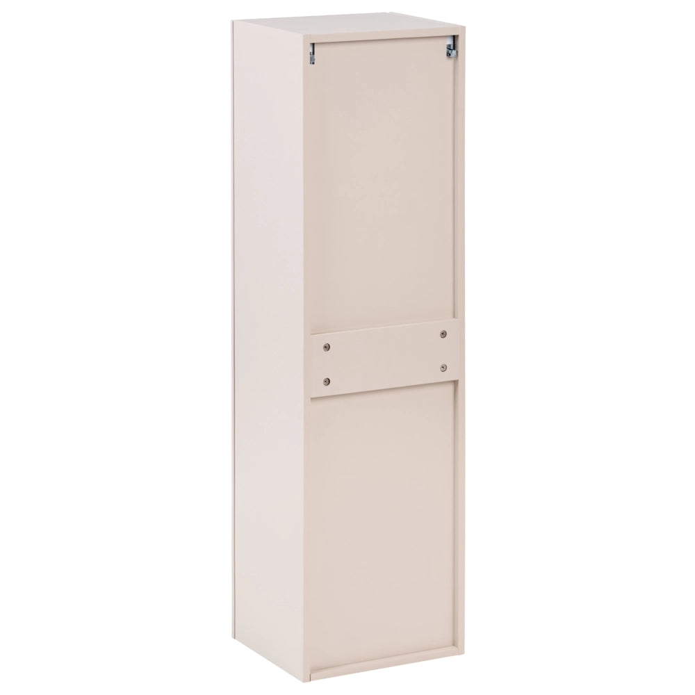 Mobile da bagno sospeso con struttura in MDF beige, 4 ripiani, frontali scanalati, stile glamour