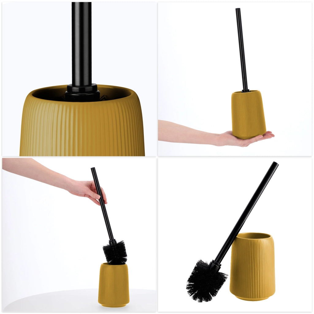 KADAX 2x Spazzolino per WC per bagno, in ceramica, giallo, moderno