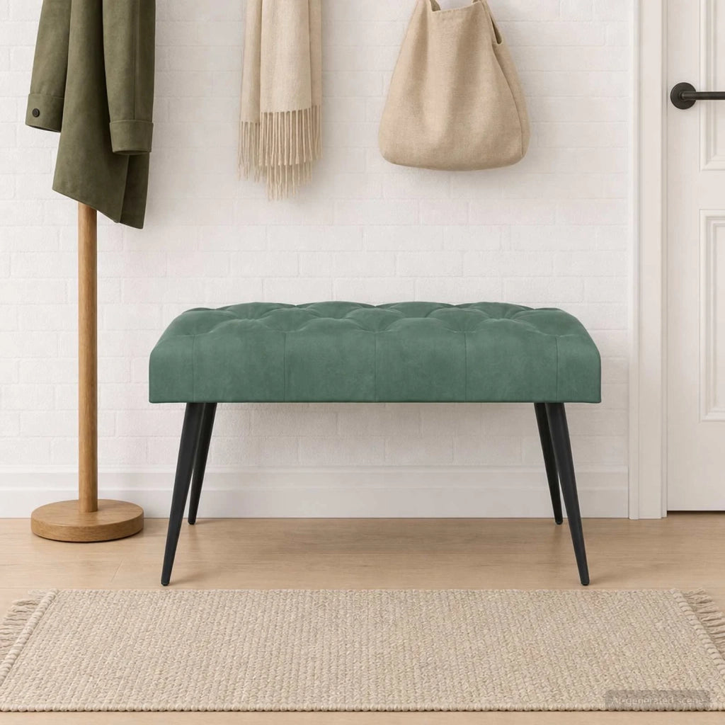 Panchina con bottoni imbottiti Verde Mare 80 x 40 x 46 cm 42038568