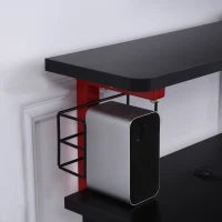 Scrivania da Gaming con Ripiano Monitor, Scrivania per Computer Porta PC con Gancio e Portabicchieri Nera e Rossa, 120x60x97cm