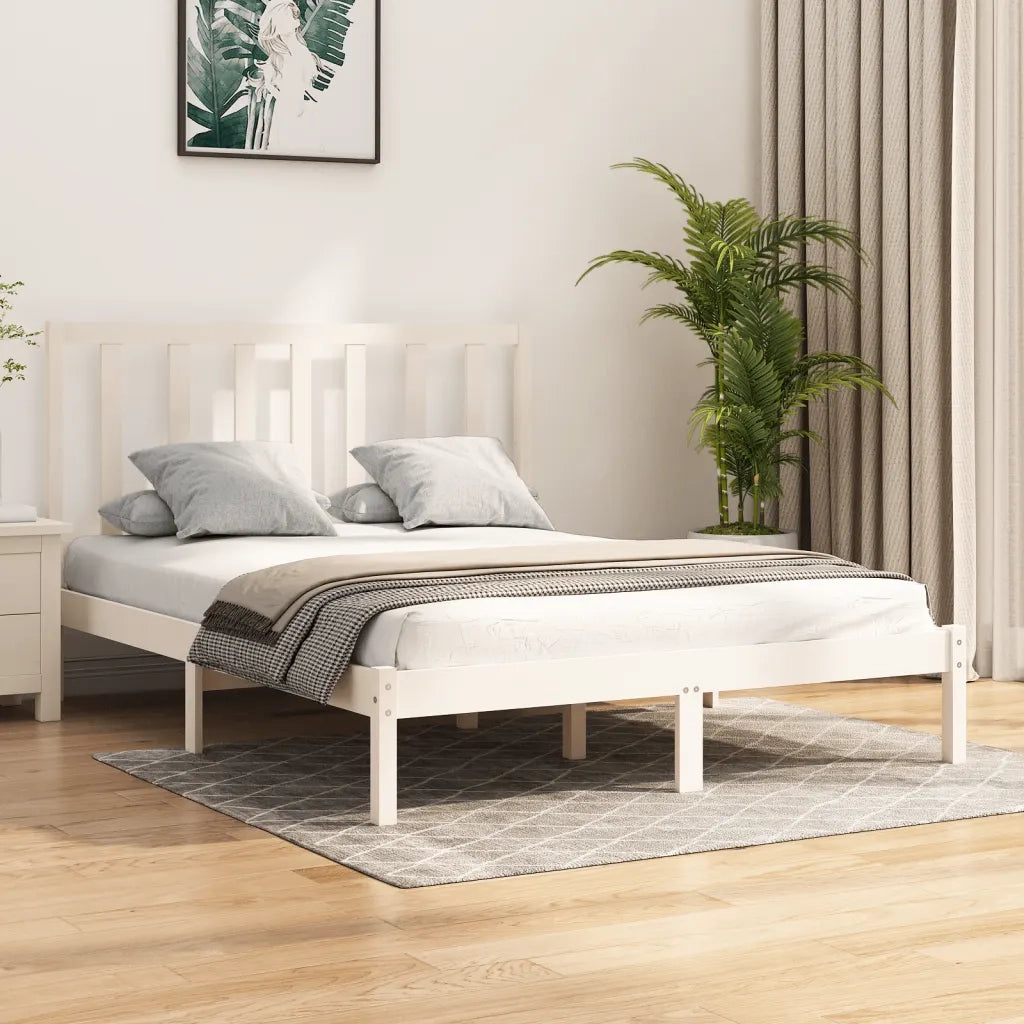 Giroletto-Struttura Letto Bianco in Legno Massello di Pino 140x200 cm 914072