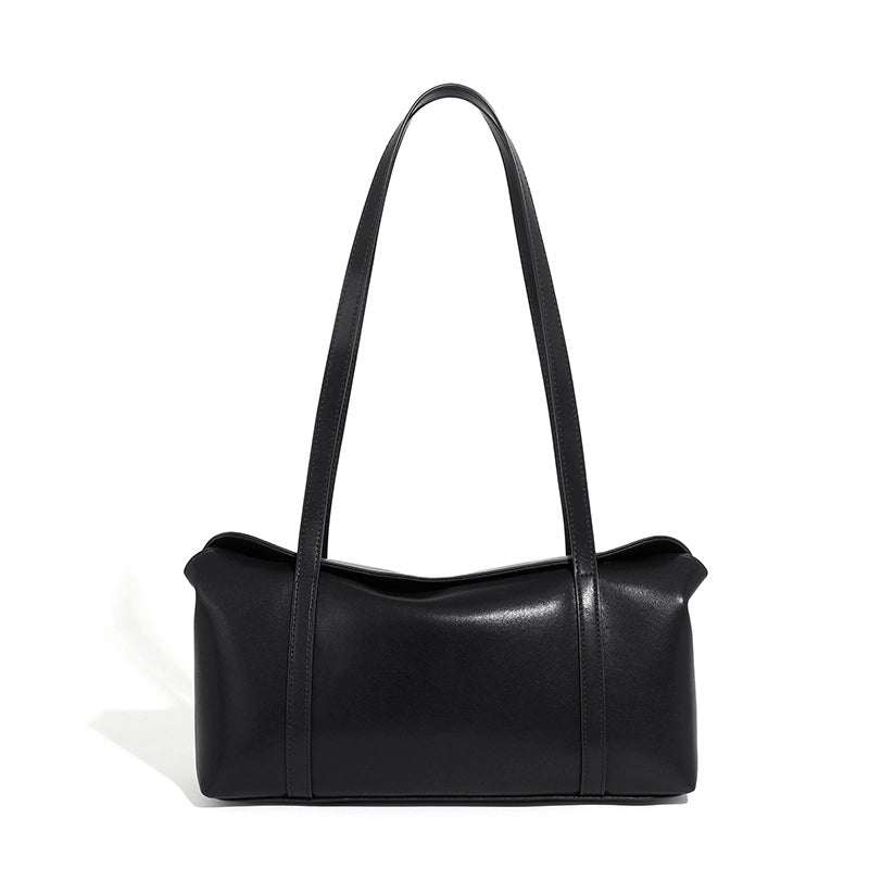 Borsa tote da donna in vera pelle morbida, nera