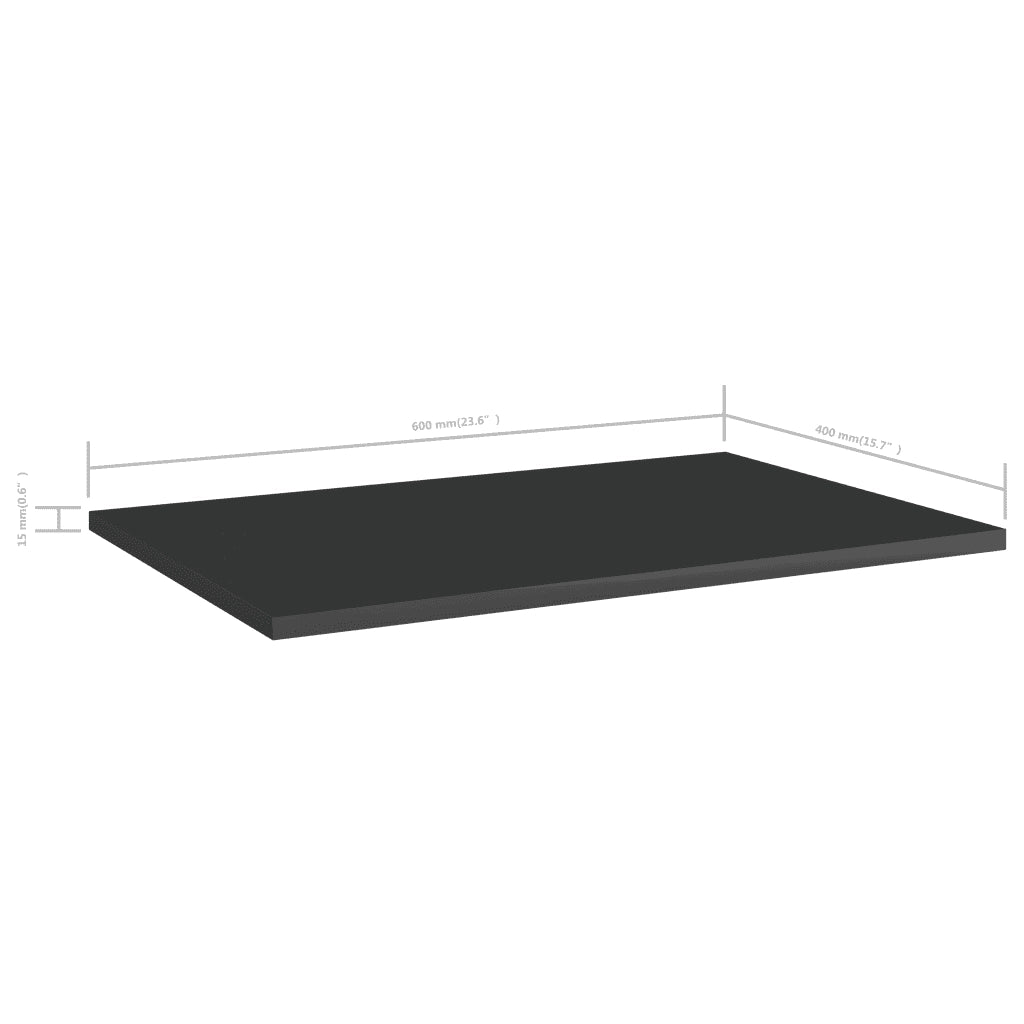 Ripiani per Libreria 8 pz Nero Lucido 60x40x1,5 cm Truciolato