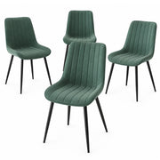 Set 4 Sedie da Pranzo Seduta Ergonomica 43x52x85 cm Struttura in Acciaio in Velluto Verde