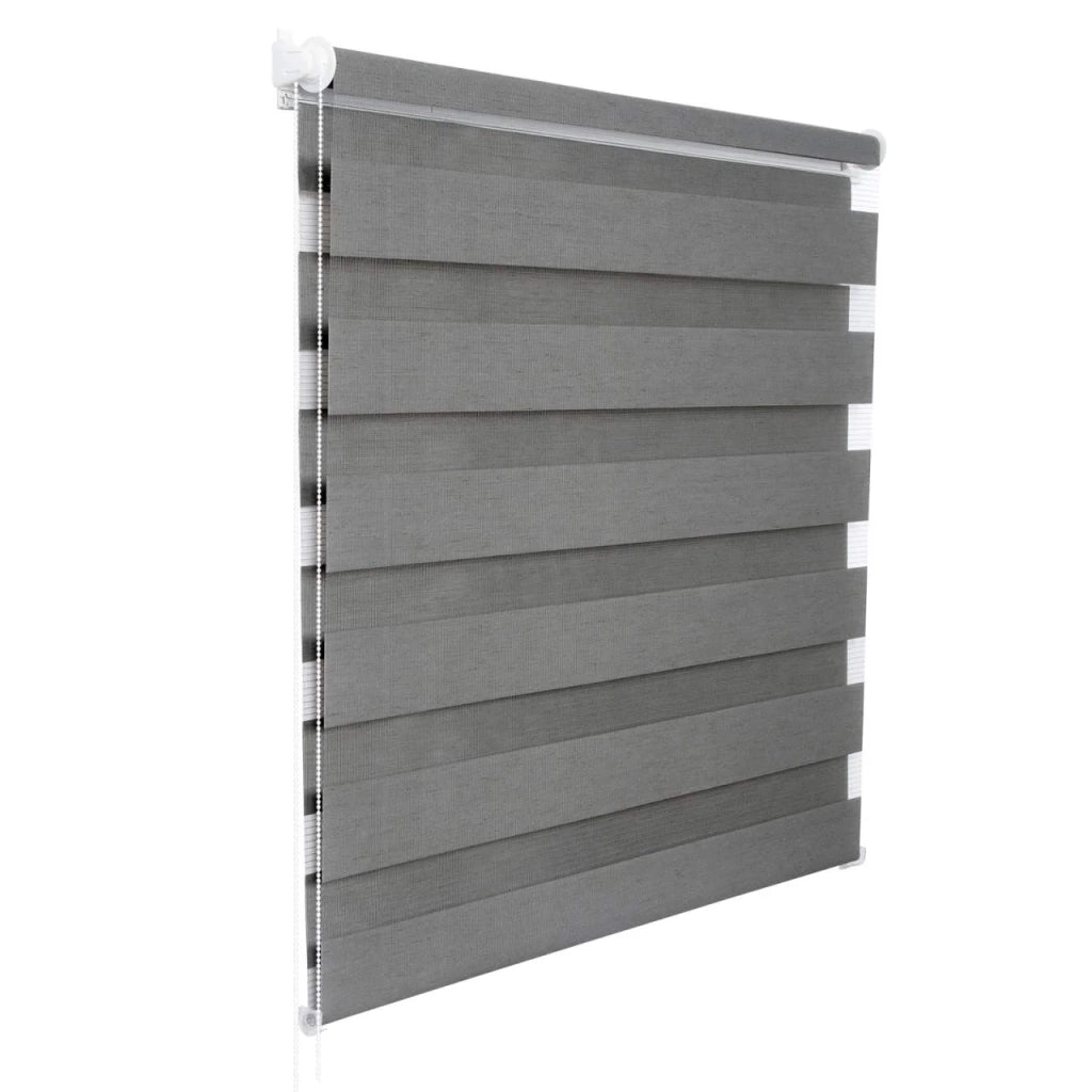 Tenda a rullo zebrata giorno e notte per finestre trasparenti o oscuranti effetto legno 70x150cm grigio 19_0000812