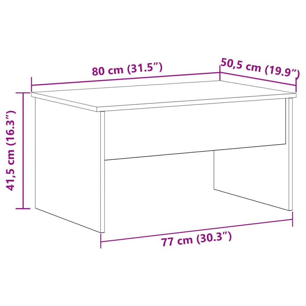 Tavolino da caffÃ¨ in rovere nero  - 80 x 50.5 x 41.5 cm