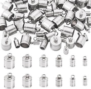 Accessori per gioielli in acciaio inossidabile - 60 pezzi - Stopper per filo - Serrature - Anelli pendenti - 6 stili - Diverse misure