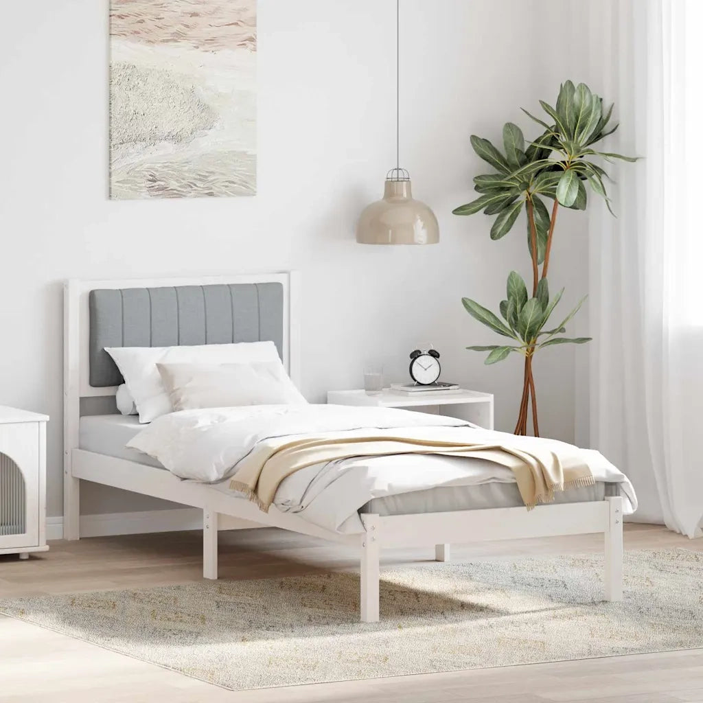 Letto con Testiera Rivestita Grigio chiaro 75 x 190 cm