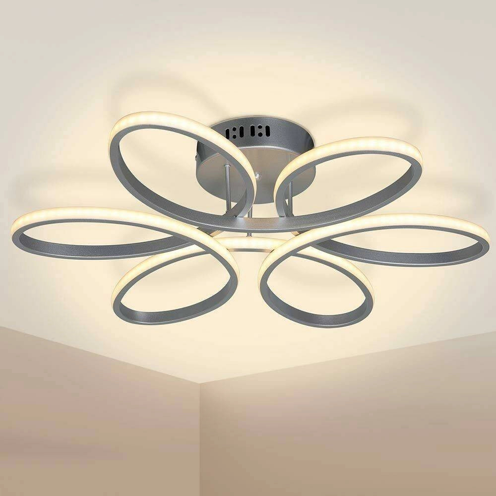 Trade Shop - Lampadario Plafoniera 48w Luce Bianco Caldo 3000k 2580lm Design Fiore Moderno -