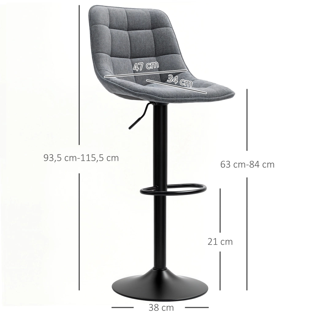 Sgabelli da bar 2 pezzi con schienale ¨C zephmum ¨C girevoli, regolabili in altezza, grigio scuro