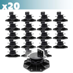 Set 20 supporti per pavimenti galleggianti, Altezza regolabile 33-64mm Max 2700 kg, Piedini Decking