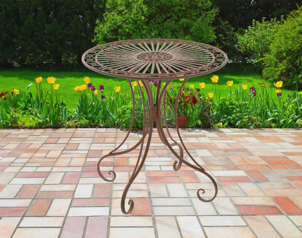 Tavolino in Ferro Giardino Hari antico marrone