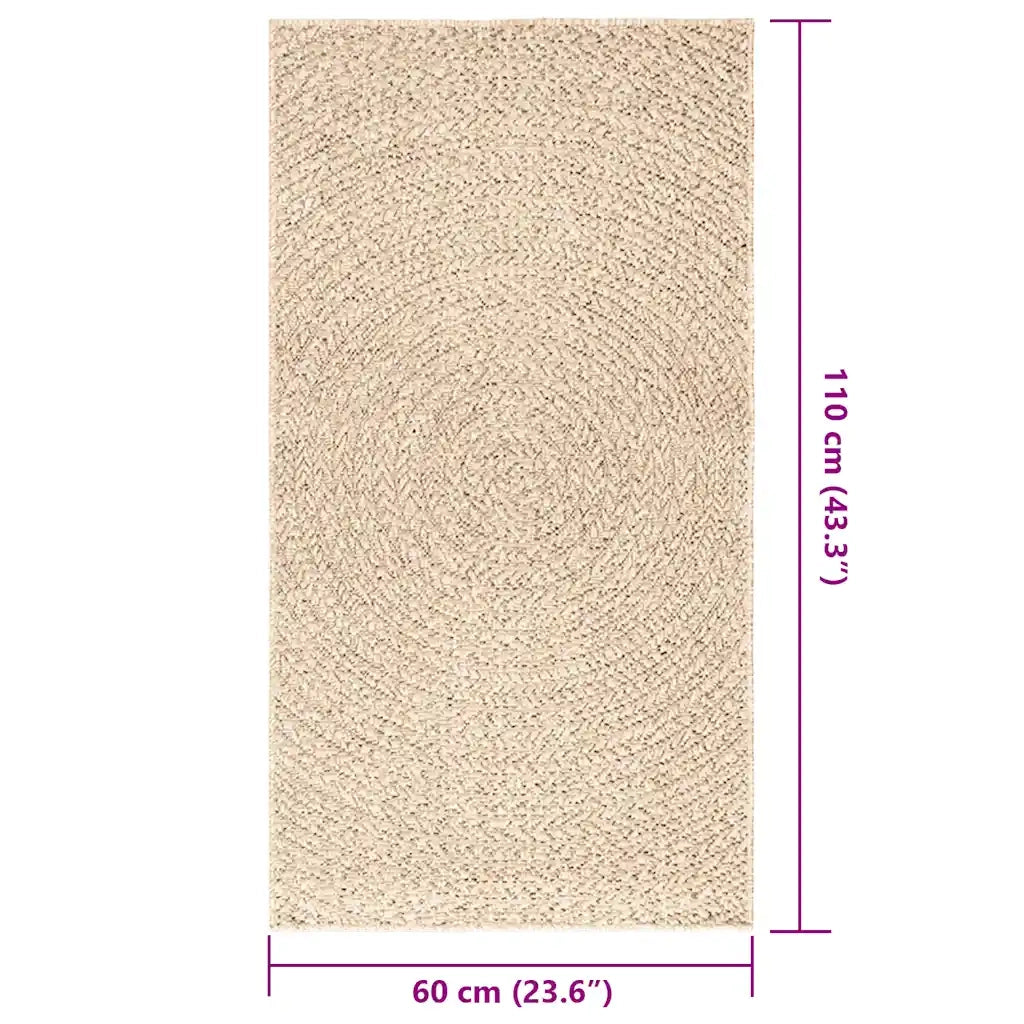 Tappeto del soggiorno | Tappeto ZIZUR Beige 60x110 cm Aspetto Iuta Interni ed Esterni