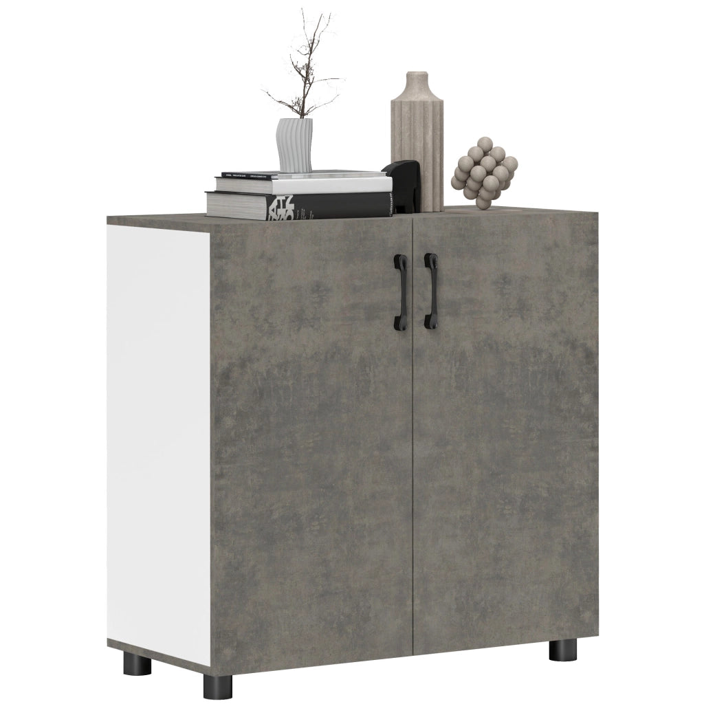Consolle per Ingresso con Ripiano e Ante ¨C zephmum ¨C Grigio Cemento 80x37x80 cm