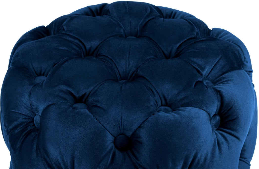 Pouf Drancy in velluto trapuntato blu,M