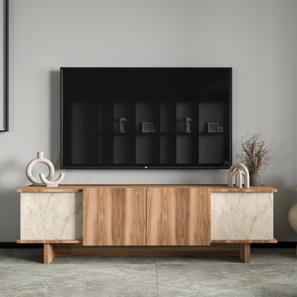 Porta TV in legno "Diana" 180 x 33 x 50 cm - Travertino