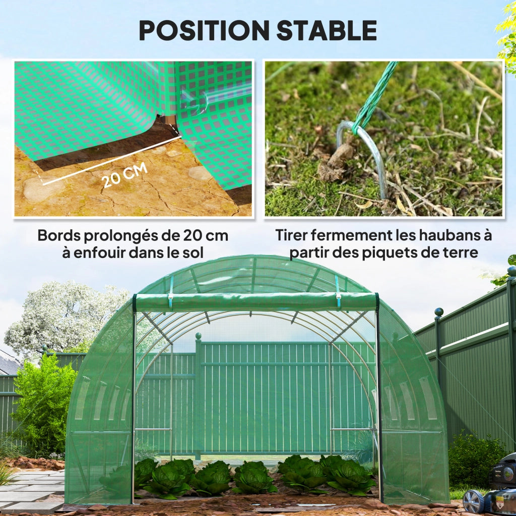 Serra tunnel da giardino ¨C zephmum ¨C 3x4x2 m verde acciaio galvanizzato PE