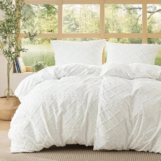 Duvetino 4-delig 135 x 200 cm - Boho - Coperte per cuscini 80 x 80 cm - Certificato OEKO-TEX - Soffice e confortevole