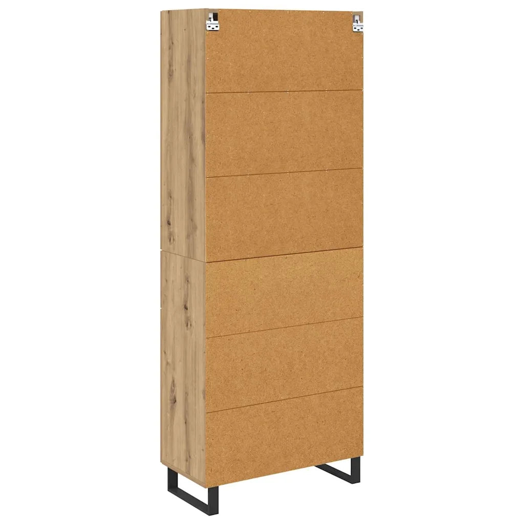 Credenza 2 pcs Rovere artigianale Legno Stratificato e Vetro