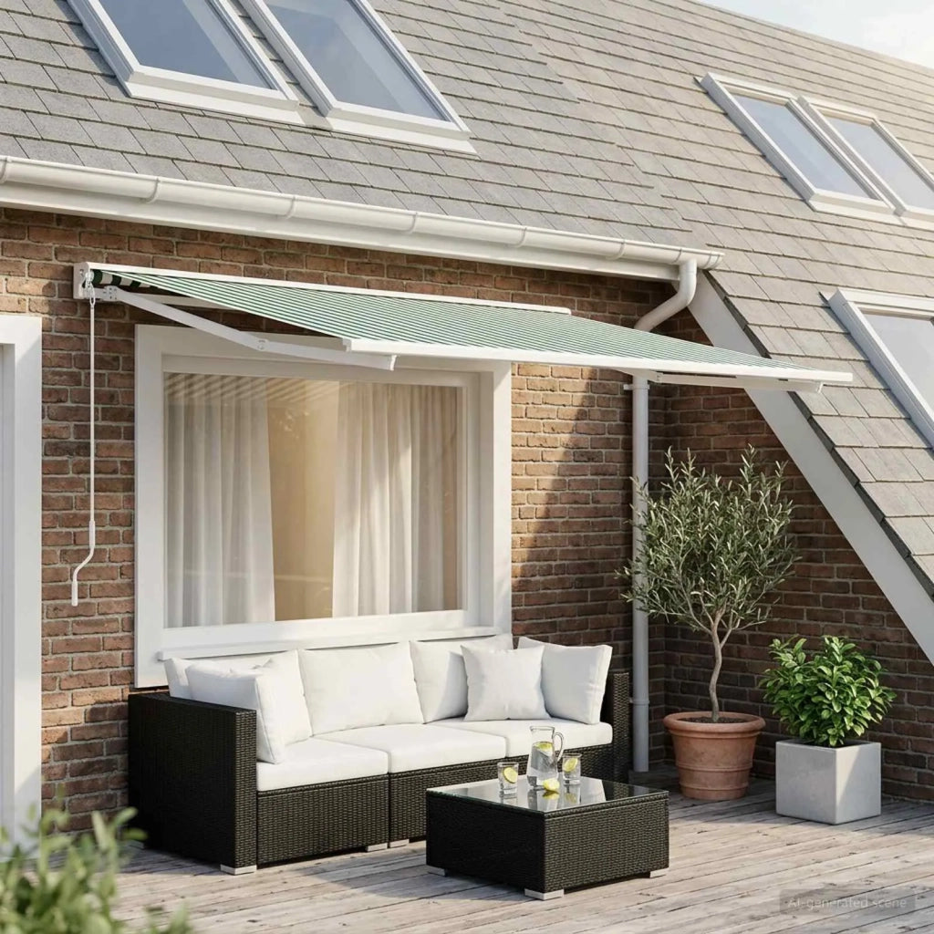 Telo di ricambio per tenda da sole Verde e Bianco 400 × 350 cm 3444464