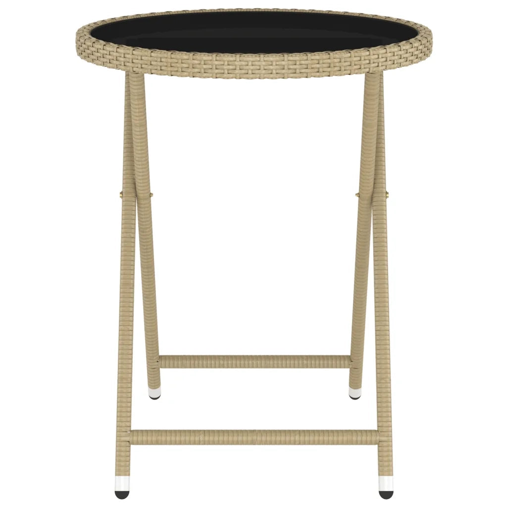 Set Bistrot da Giardino 5 pz Polyrattan e Vetro Temperato Beige