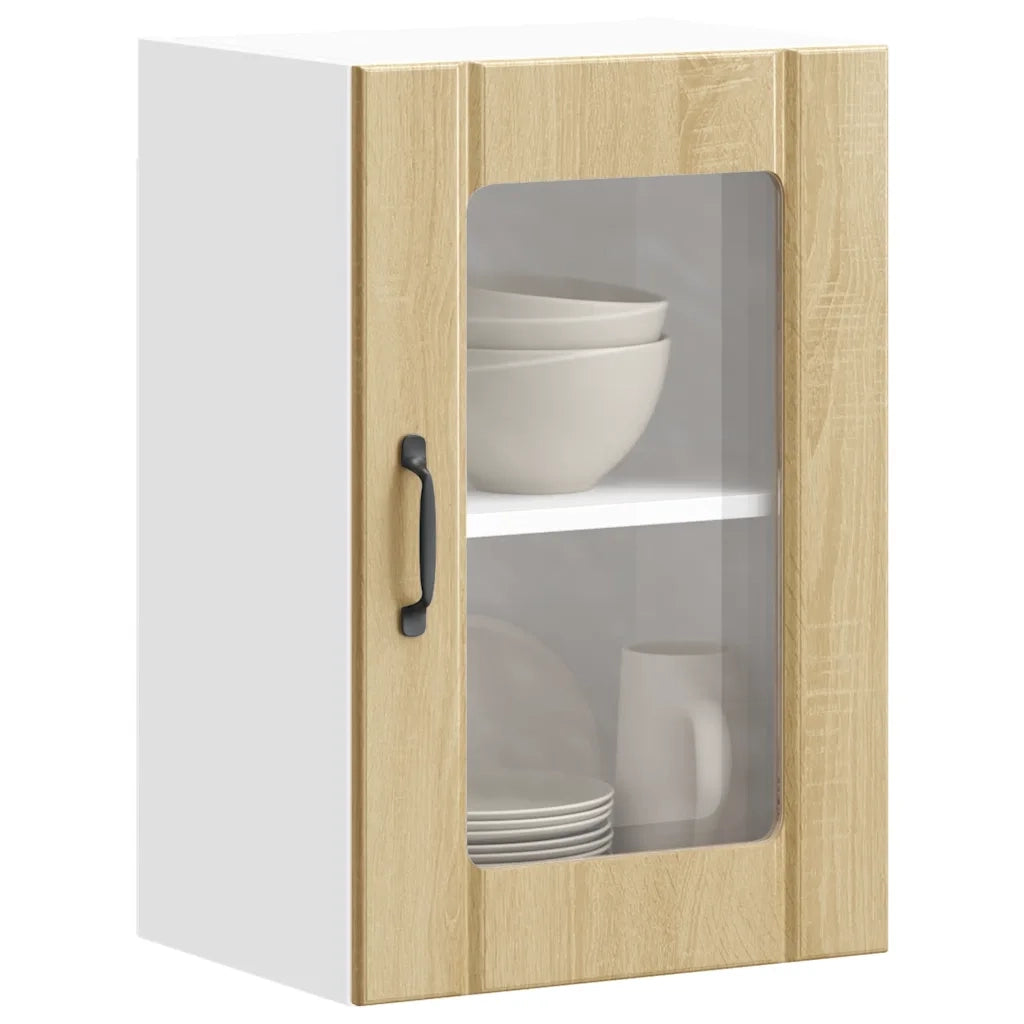 vidaXL Pensile da Cucina con Porta in Vetro Lucca Rovere Sonoma