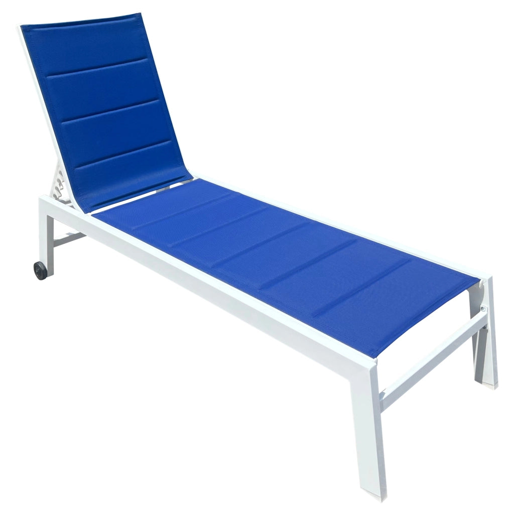 Lettino BARBADOS in textilene blu - alluminio bianco