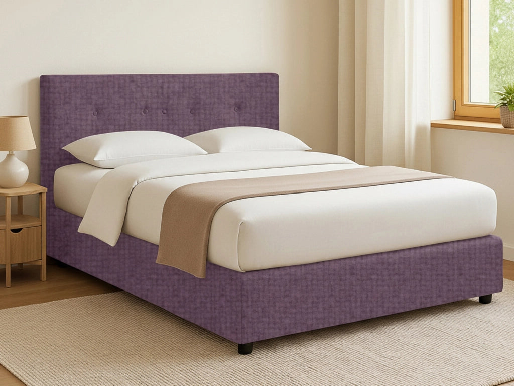 Oxford, Letto Matrimoniale Sfoderabile Made in Italy, Viola Lilla