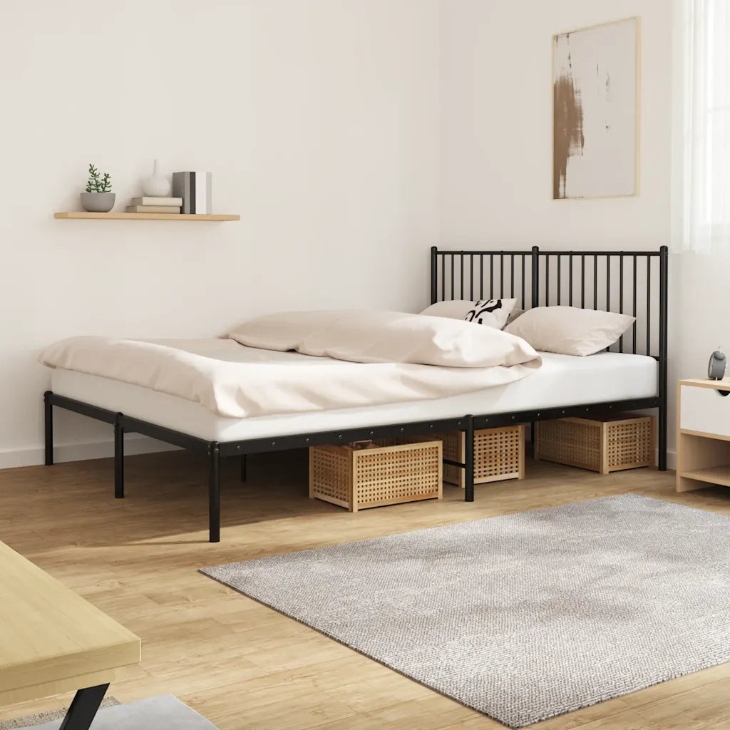 Giroletto con Testiera-Struttura Letto con testiera in Metallo Nero 160x200 cm 930745