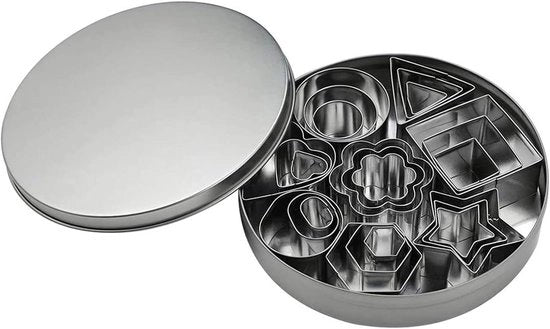 Set di biscottiere mini in acciaio inossidabile - Forme geometriche - Decorazione di dolci per Natale DIY - 24 pezzi