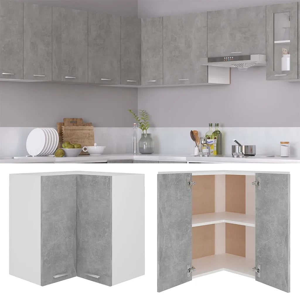 Armoire d'angle suspendue Lyon gris béton 57x57x60 cm