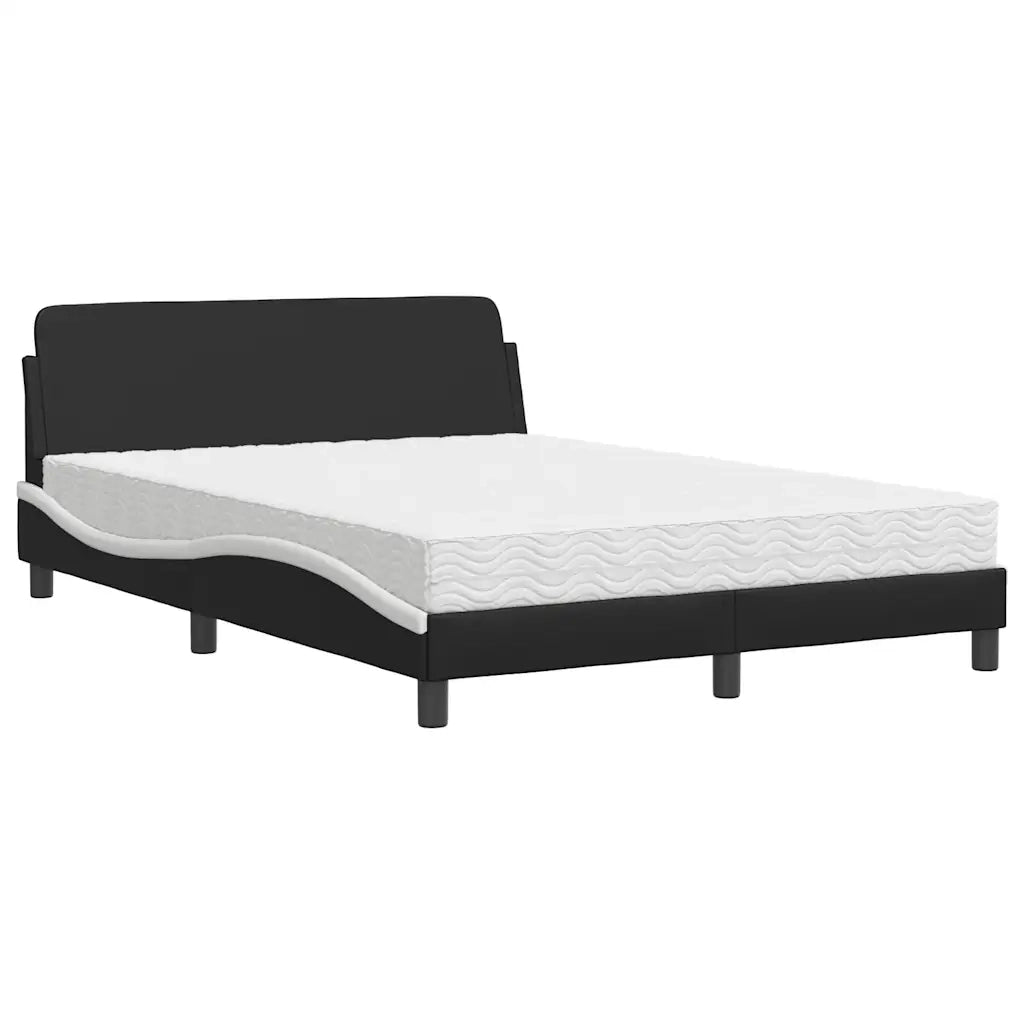Letto con Materasso-Struttura Letto con Materasso Dover Nero e Bianco 140x200 cm in Similpelle