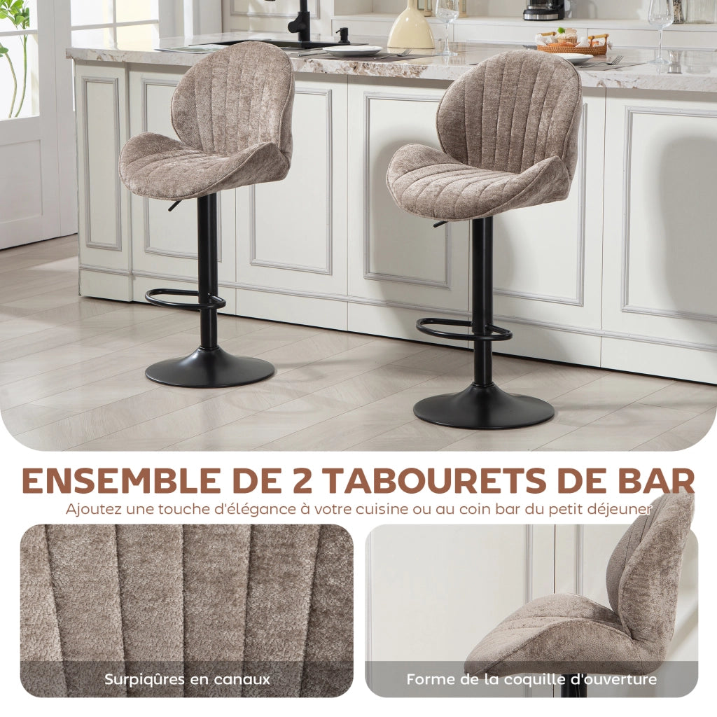 Sgabelli da bar ¨C zephmum ¨C Marrone, Struttura in metallo, Regolabile in altezza