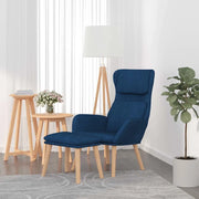 Divano Sedia-Poltrona Relax con Poggiapiedi Blu in Velluto 121652