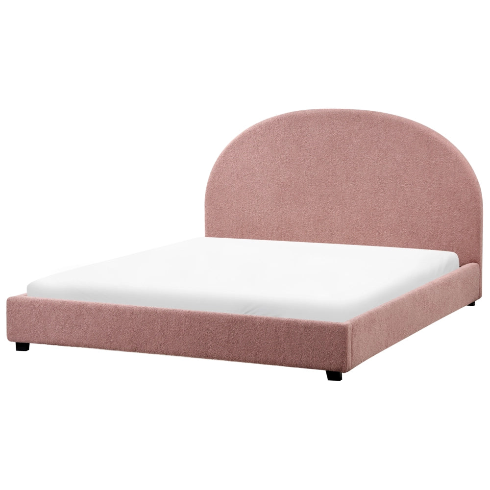 Lettino ad acqua in bouclé retrò dal design minimalista in poliestere rosa pastello 160 x 200 cm