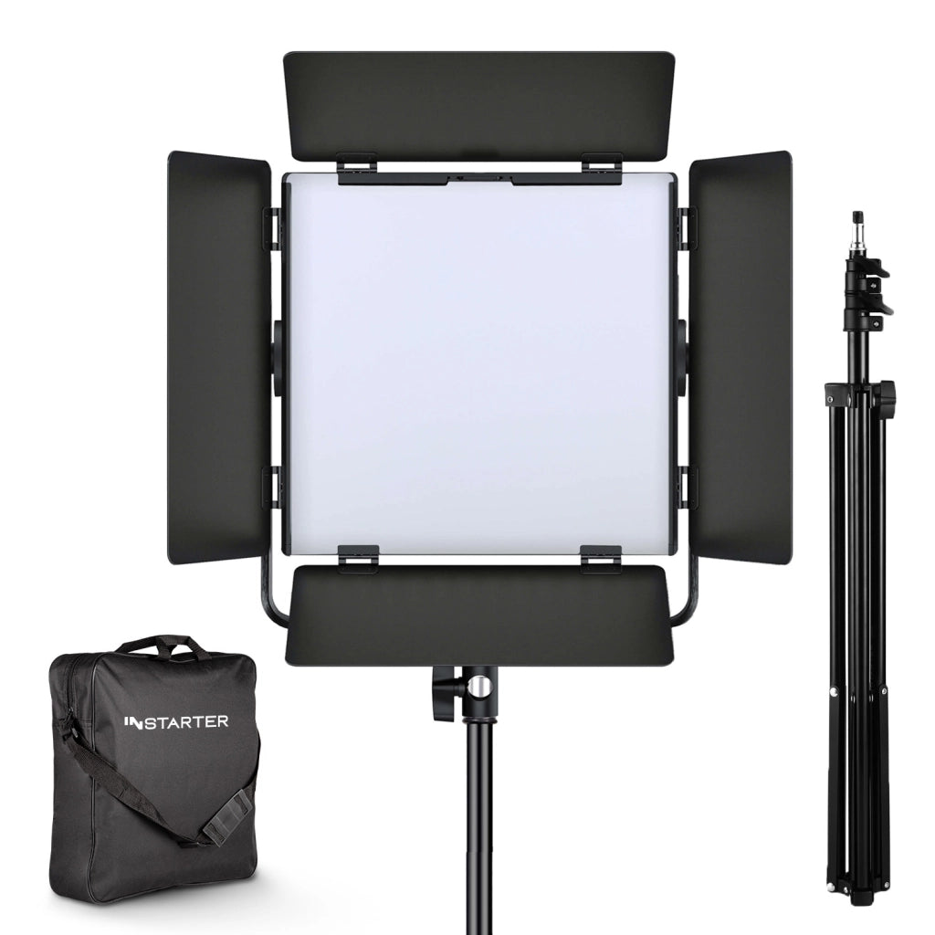 Instarter Luce video a LED con treppiede e controllo tramite app per vlogger e influencer I Potente 60W come luce dimmerabile per streaming e foto I Ruotabile a 360° I Luce calda e fredda